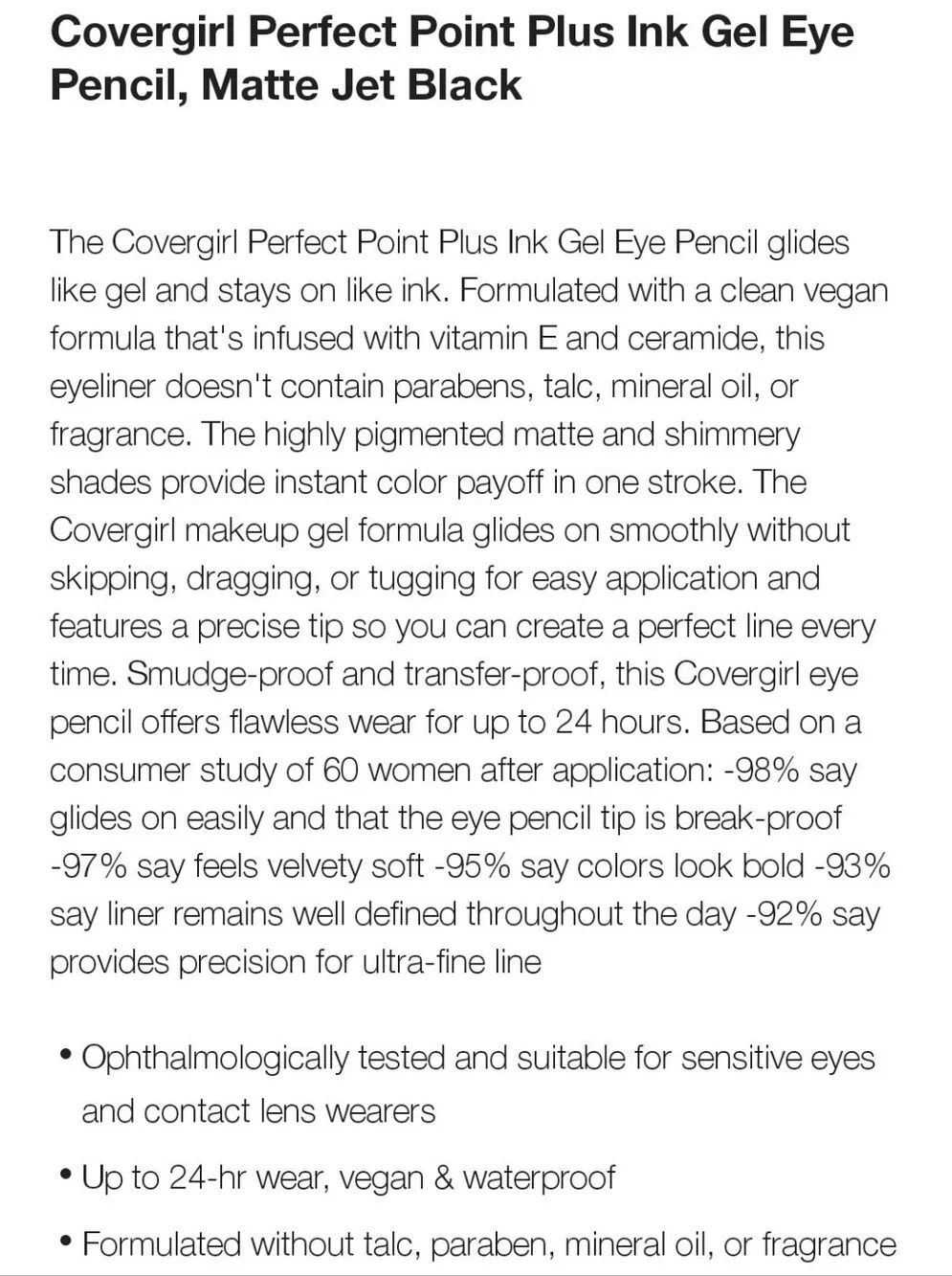 ⭐4/$15 Covergirl Perfect Point Plus Ink Gel Eye Pencil Matte Jet Black